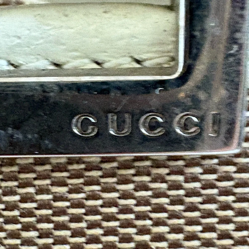 Vintage Gucci Jackie Canvas Tote with leather off white trim silver hard. - Picture 11 of 16